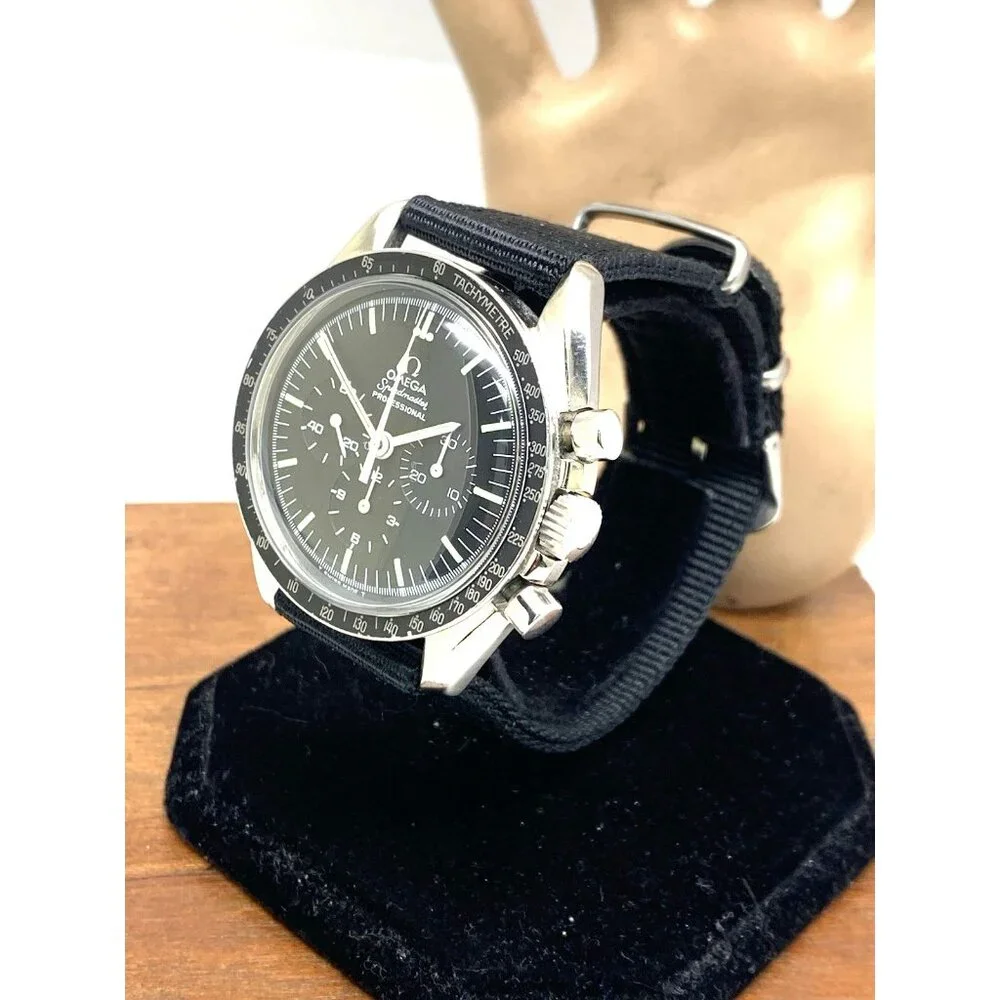 Omega Speedmaster Men's Watch 145.022 Swiss Manual 861 Black Dial Nylon Strap